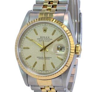 ROLEX DATEJUST CREAM JUBILEE ARABIC DIAL 18K GOLD & STEEL FLUTED JUBILEE 16233